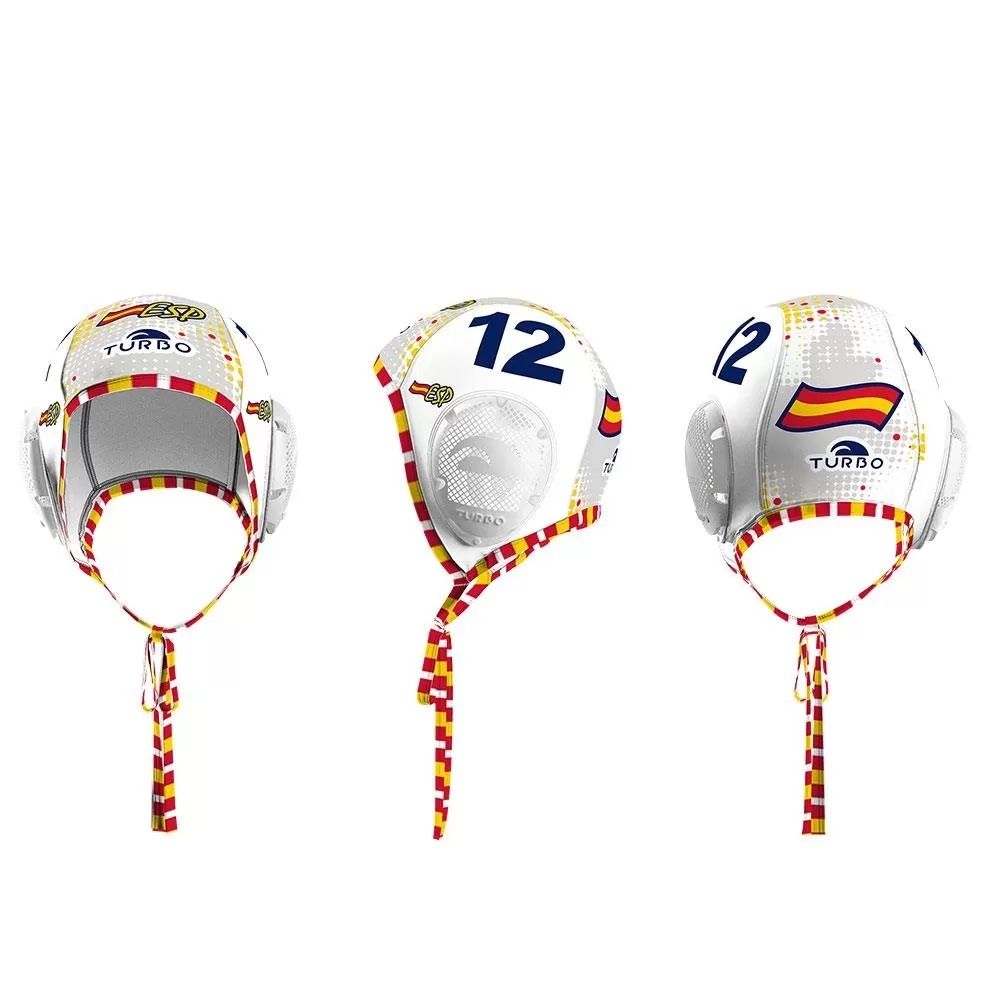 Spain National Team Official Water Polo Cap – White (Home) – Turbo Made in Spain